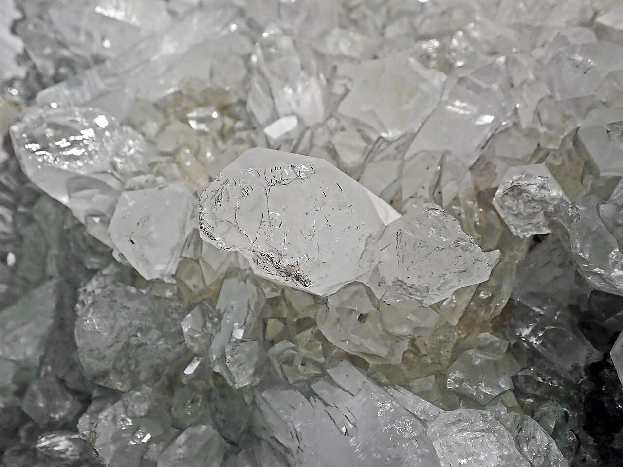Quartz — clear crystal cluster with hexagonal terminations