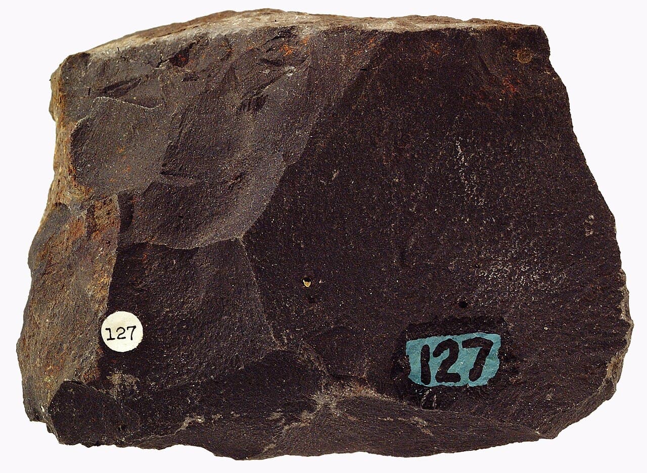 Basalt — dark, fine-grained hand specimen